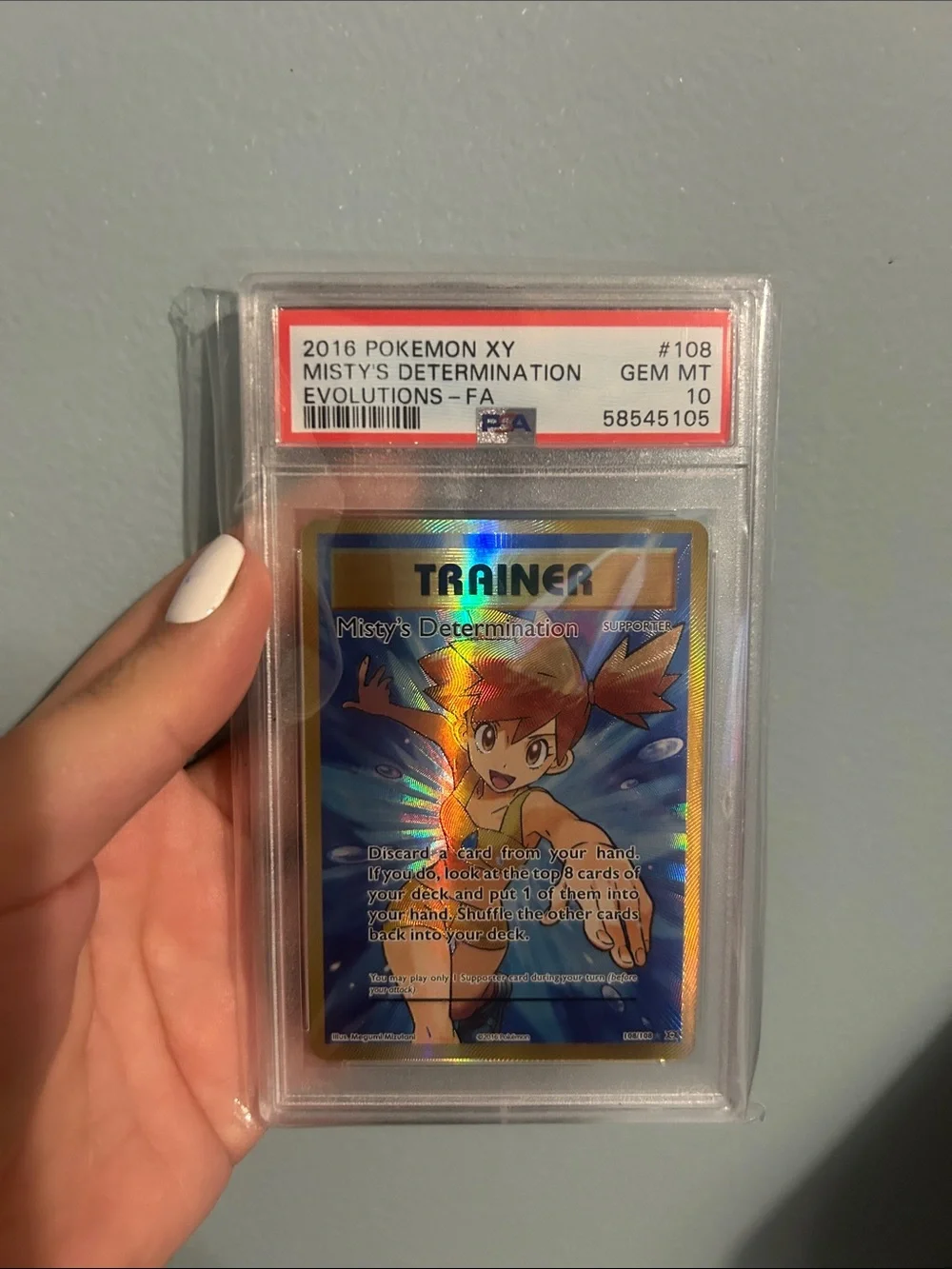 Pokémon graded PSA GEM MT 10 Trainer Card Misty's Determination #108 - Gold